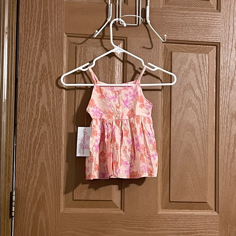 Floral Pink and Orange Sleeveless Dress